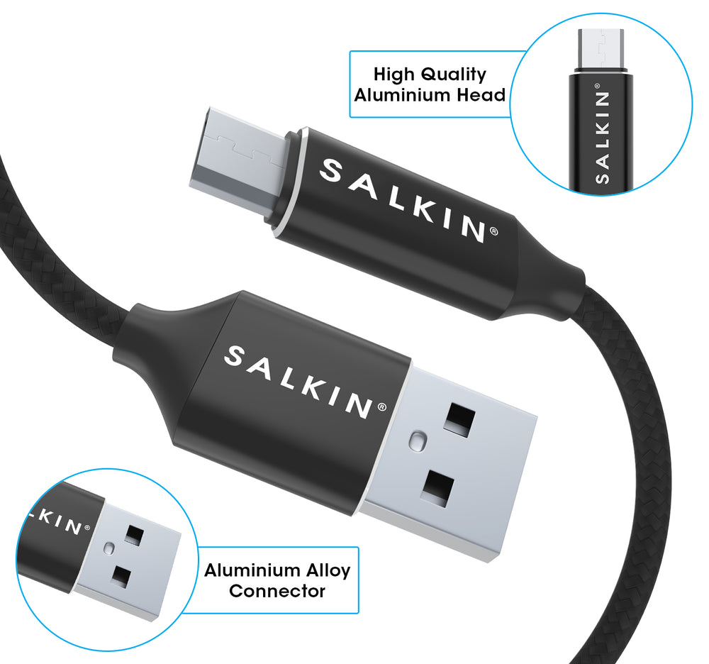 Salkin Professional Micro USB Cable with Silver Ring