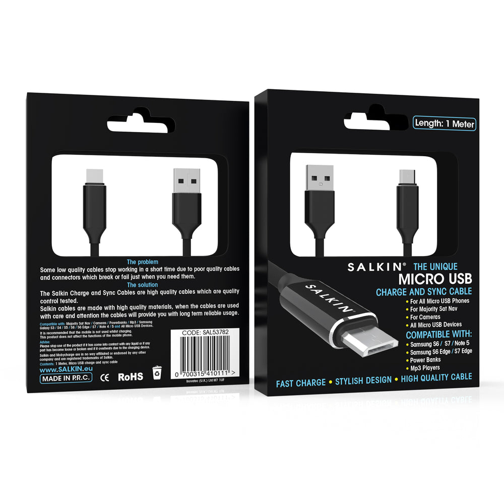 Salkin Professional Micro USB Cable with Silver Ring