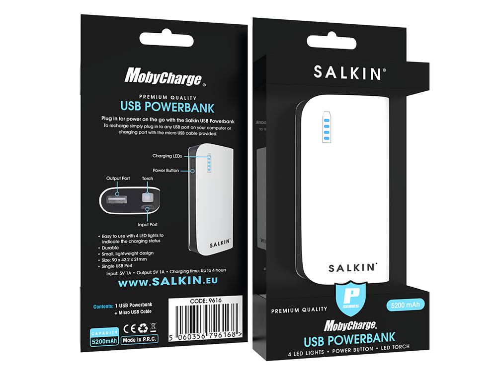 Salkin 5200mAh Powerbank Black - Salkin