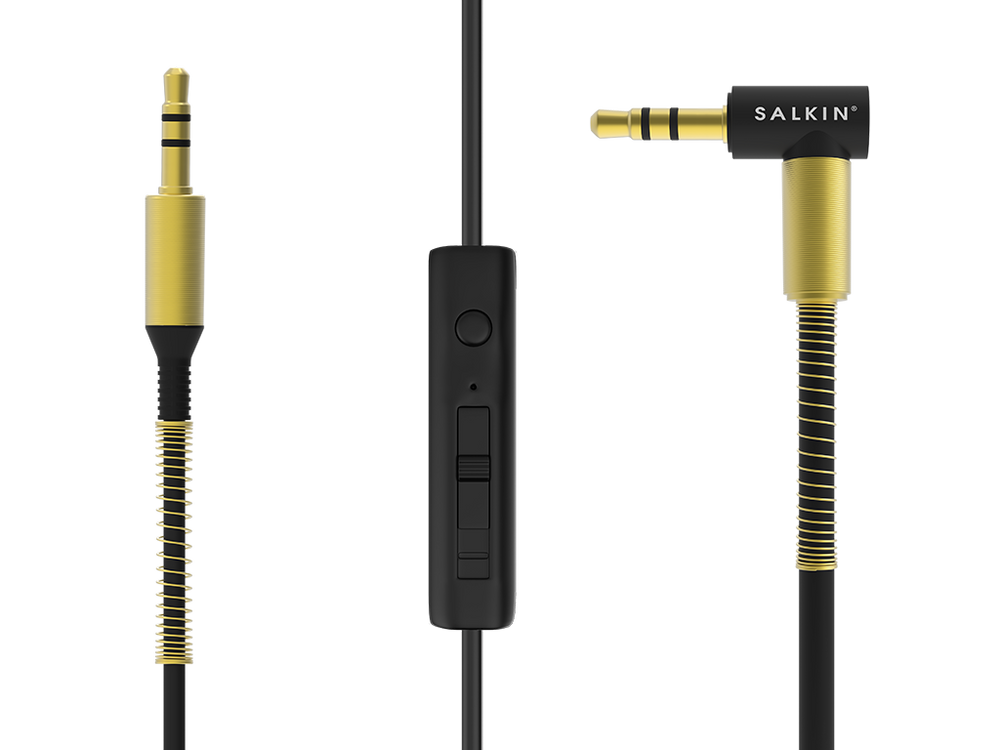 Salkin Audio Stereo Cable with Volume Control and Microphone – Gold - Salkin