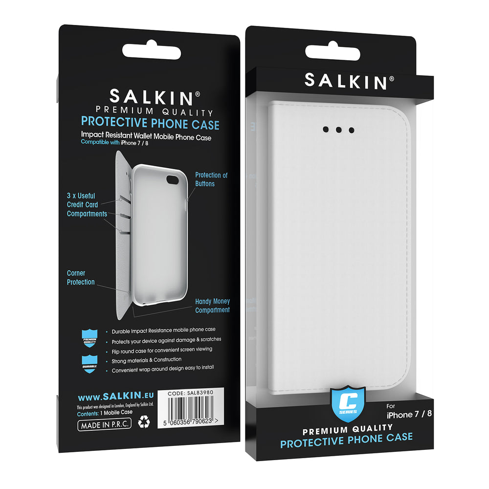 Salkin White Wallet Cover (Faux Leather)